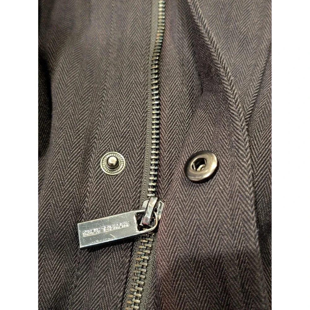 Michael Kors Coat Mens L Charcoal Herringbone Zip Quilted Lined‎ Water Resistant